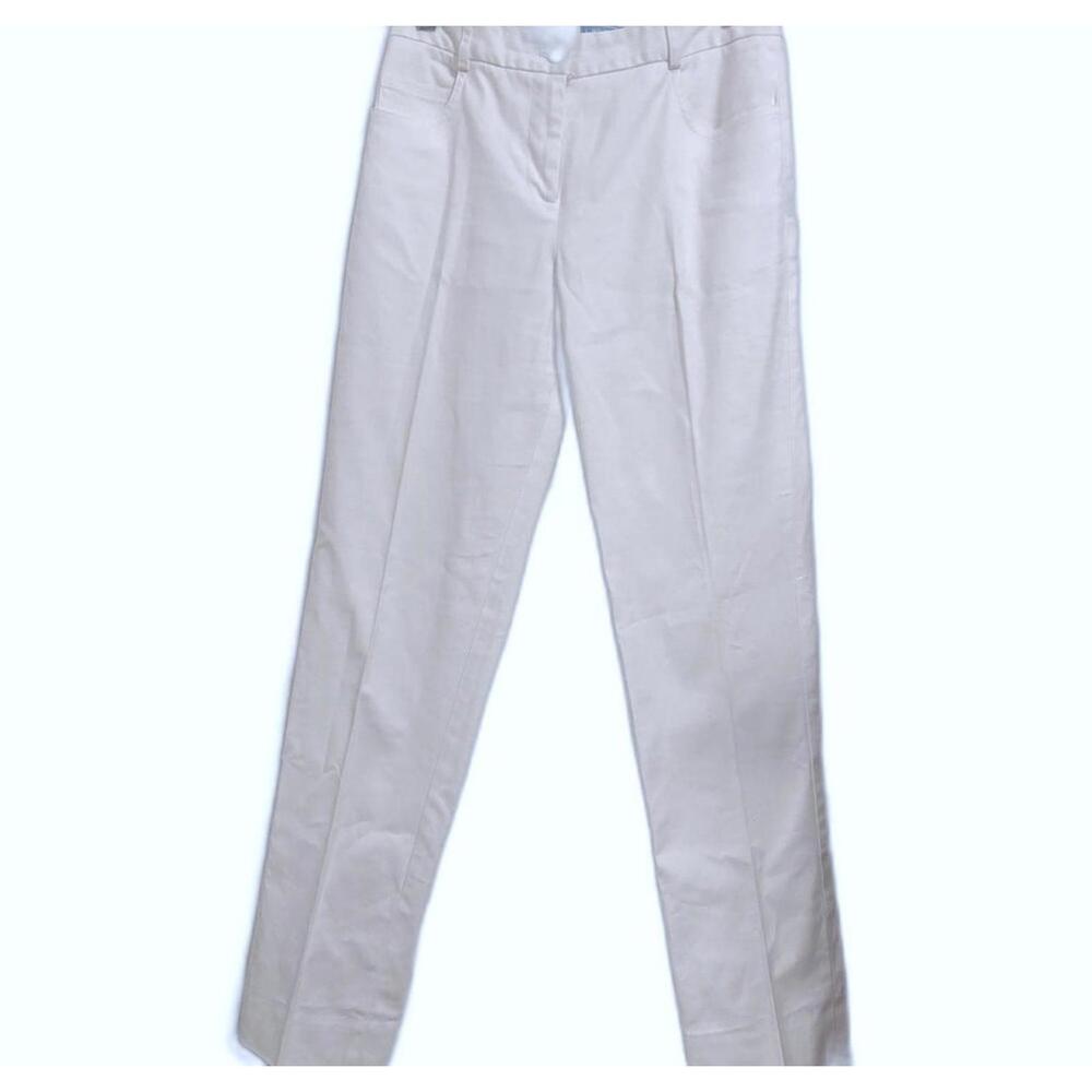 J.Mclaughlin White Ankle Pants Sz 2 Mid Rise Flat Front Zip Cotton Stretch